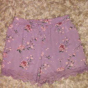 Purple floral shorts